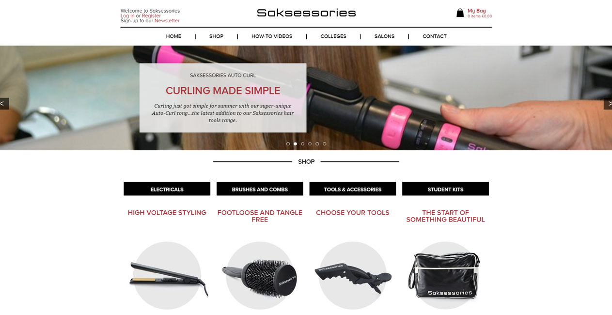 Hair Salon Supplies Website from Saks